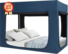 Queen Bed Tent Canopy 80% Blackout Sleeping Tent w/ 4 Doors for Adults and Kids