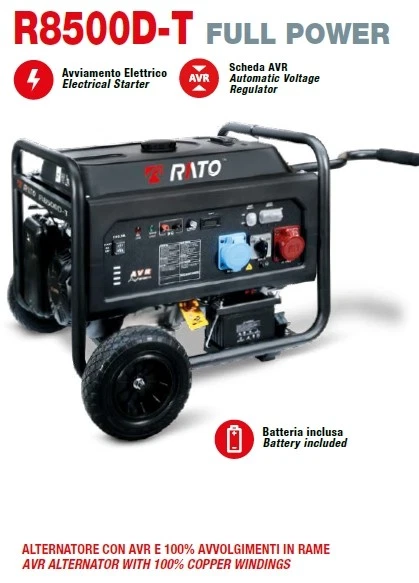 Generador De Corriente RATO R8500D-T A Gasolina 500 CC Arranque Eléctrico - Imagen 1 de 1