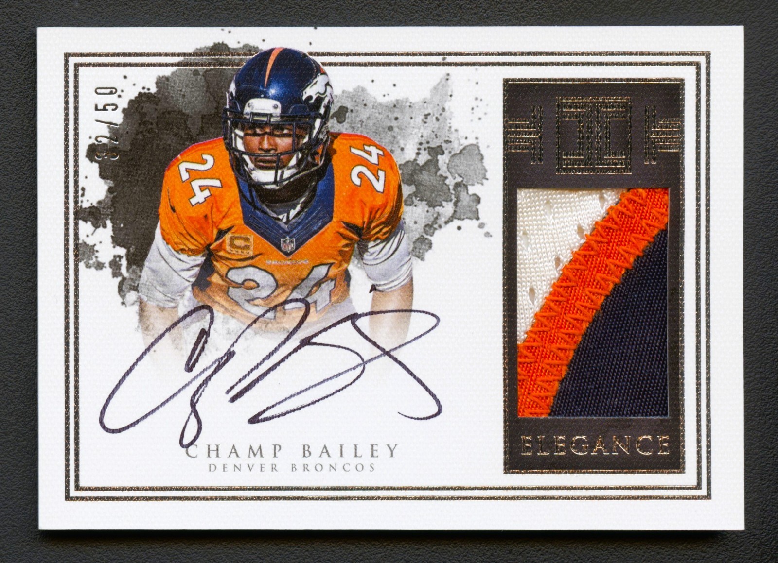 CHAMP BAILEY 2016 IMPECCABLE ELEGANCE BRONCOS PATCH AUTO AUTOGRAPH /50 GAME-USED