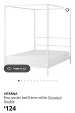 IKEA VITARNA Four-poster bed frame, white, Standard Double