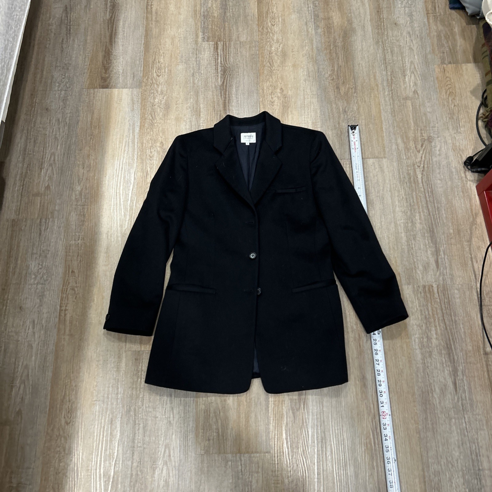 Armani Collezioni Blazer Womens Black Wool Mohair Single Breasted Jacket Size 10