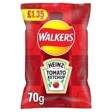 Walkers Heinz Tomato Ketchup Sharing Crisps 70g (Pack of 18)