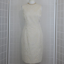 Hobbs Karpoi Dress UK 12 Ivory Gold Jacquard Sleeveless Formal Party Wedding