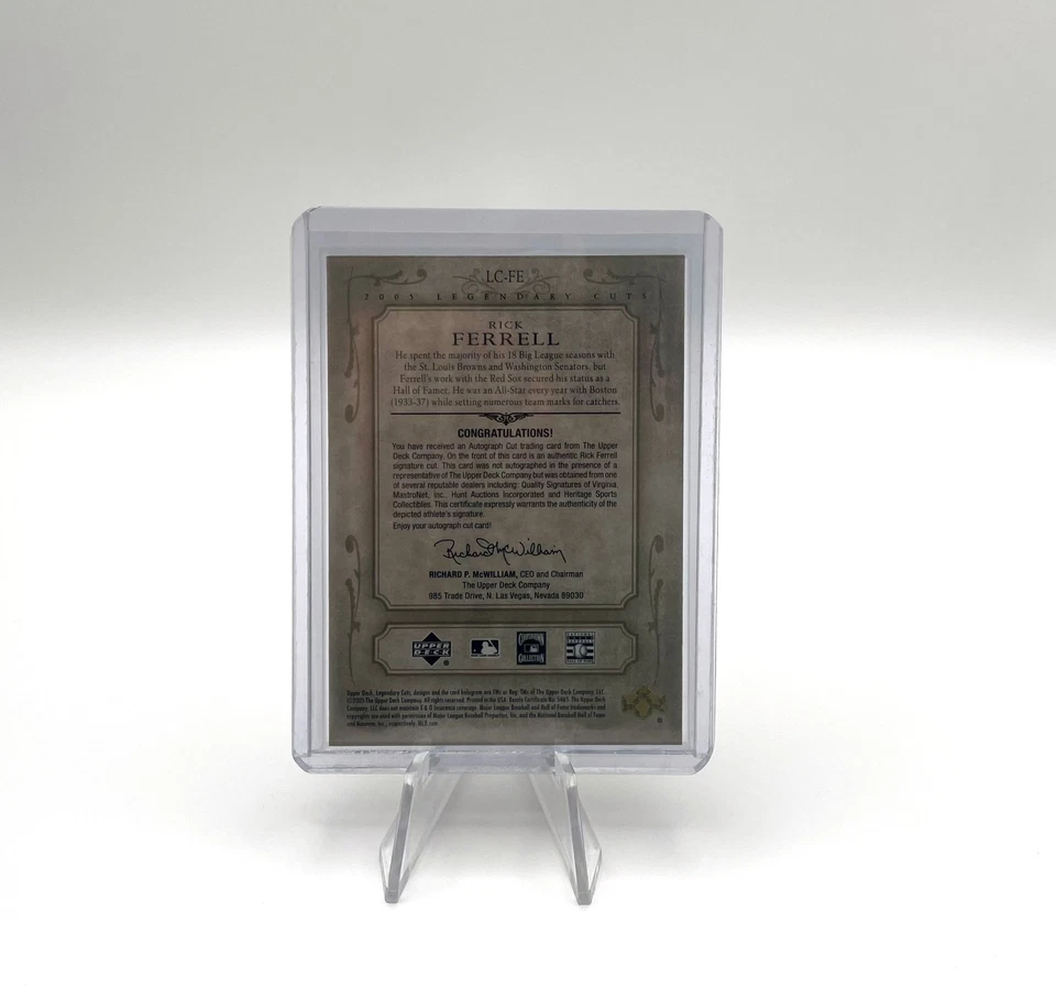 RICK FERRELL 2005 SP Legendary Cuts Signature Auto Boston Red Sox Autograph /80 - Image 2 of 4