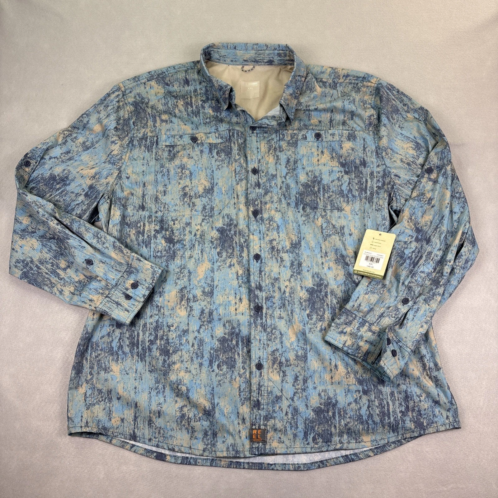 Reel Legends Fishing Shirt Mens 2XL Long Sleeve Button Up Outdoor Performance