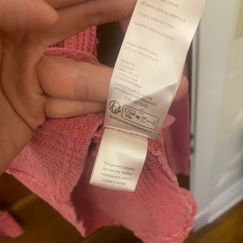 Free People Women's Long Sleeve Shirt XS Pink We The Free Roll With It Thermal - Picture 9 of 15