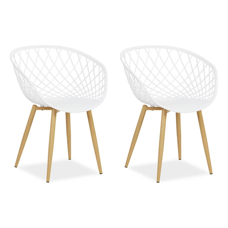 Chaise de jardin Lot de 2 avec accoudoirs Blanc Fauteuils Plastique Homestyle4u - Photo 2/4
