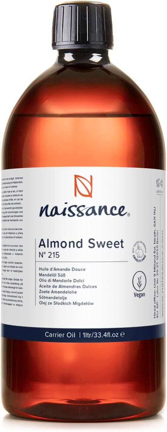 Naissance Sweet Almond Oil (no. 215) 1 Litre – for Skin, 1 l (Pack of 1)