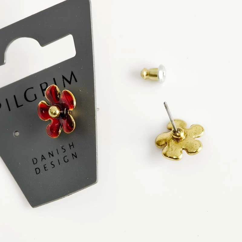 Aretes de flores esmaltados peregrinos de 12 mm elegantes para mujer fiesta vacaciones joyería regalo Foto 3 de 4