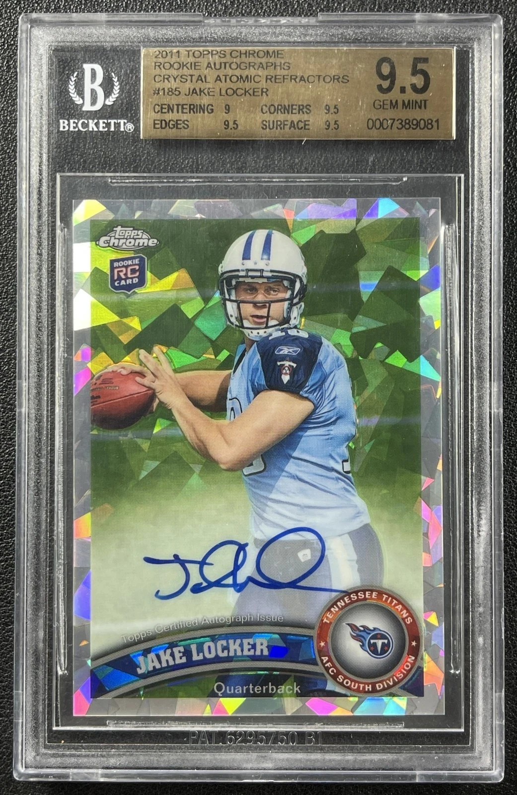 Jake Locker Topps Chrome #185 Crystal Atomic Refractor Autograph
