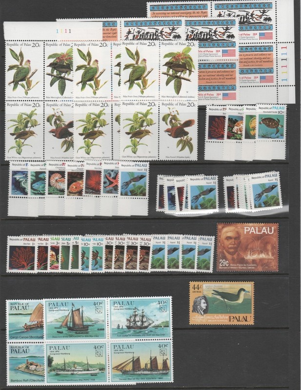 Palau MNH Collection, Sets, Strips, Blocks of 4 CV $103.20