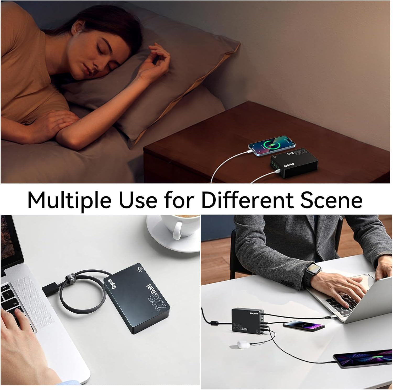 220W USB C Charger Block, 6-Port Gan USB C Charging Station PD 100W PC Laptop Fa