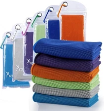 SYOURSELF Cooling Towels 40x12, 6 Pack-dblue,dpurple,orange,green,grey,blue 