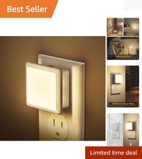 Warm White Plug-In Night Lights 2-Pack with Auto Light Sensor for Home Safety