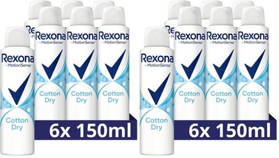 Rexona MotionSense Deo Spray Cotton Dry Anti 150 ml (12er Pack), White 