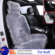Winter Warm Long Faux Sheepskin Car Seat Covers for Audi Interior Accessories