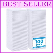 White Cleaning Towels 100 Pack - Highly Absorbent, Reusable