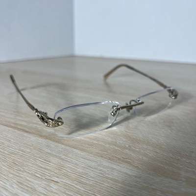 Bvlgari 2049-B 278 Eyeglasses READ FRAMES ONLY Rimless Gold Rhinestone 49-16-135