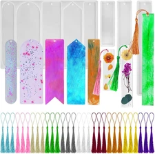 8 Pcs Bookmark Resin Molds, Resin Molds with Tassels DIY Bookmark Epoxy Resin Mo