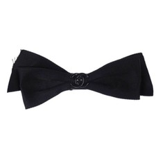 Chanel Turnlock Bow Satin Barrette Hair Accessories Black 195791