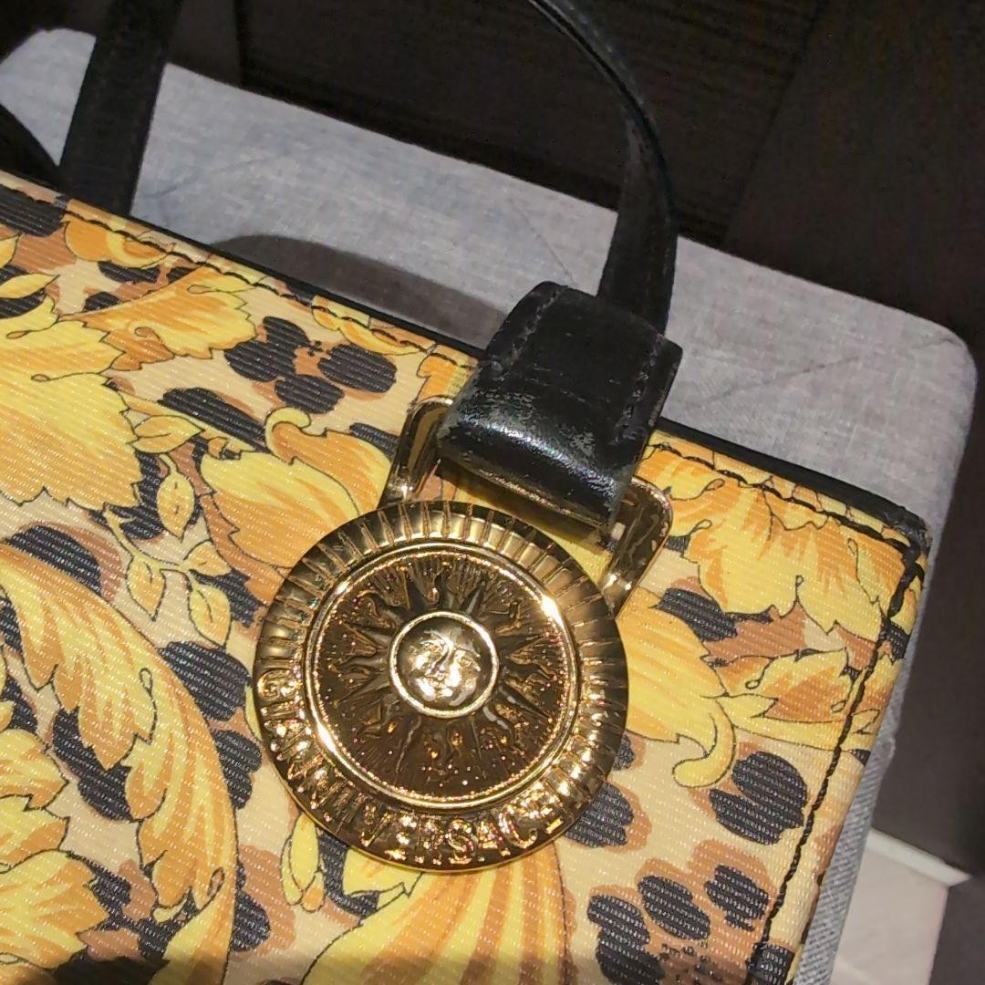 Versace Leopard Print Gold Sun Pattern Handbag Vi… - image 4