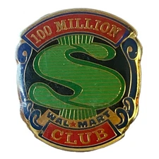 RARE Wal-Mart 100 Million Dollars Club Cash Employee Lapel Pin Pinback Walmart