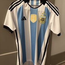New Mens Adidas Argentina 2022 World Cup Winners Home Soccer Jersey IB3597 Sz XS