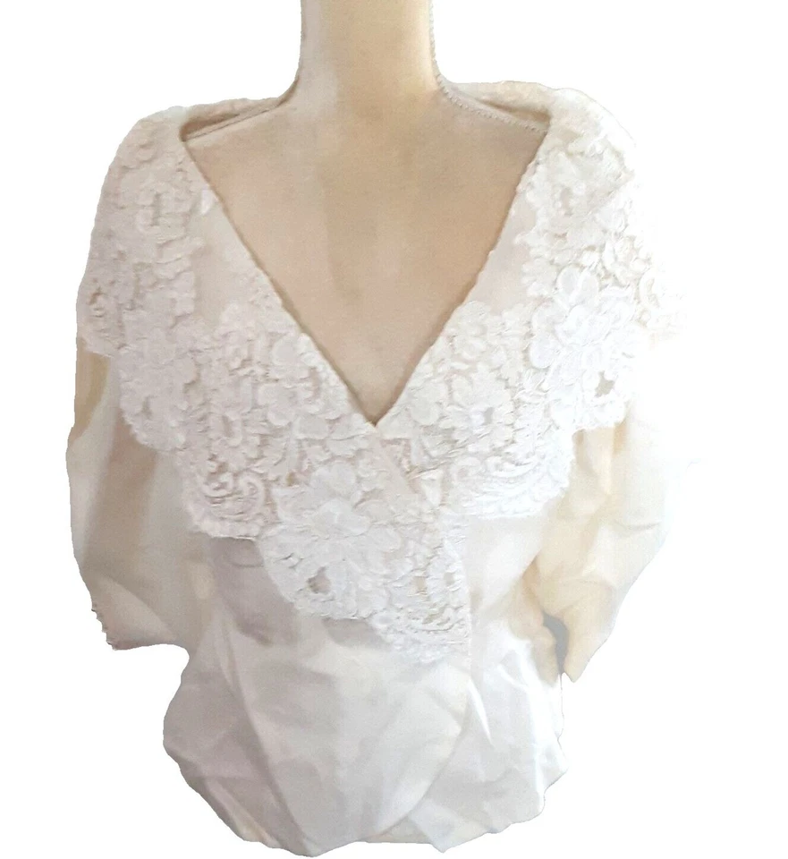 Blusa Chaqueta Formal De Colección Watters & Watters Marfil 100% Seda Talla 10 Boda Foto 3 de 4