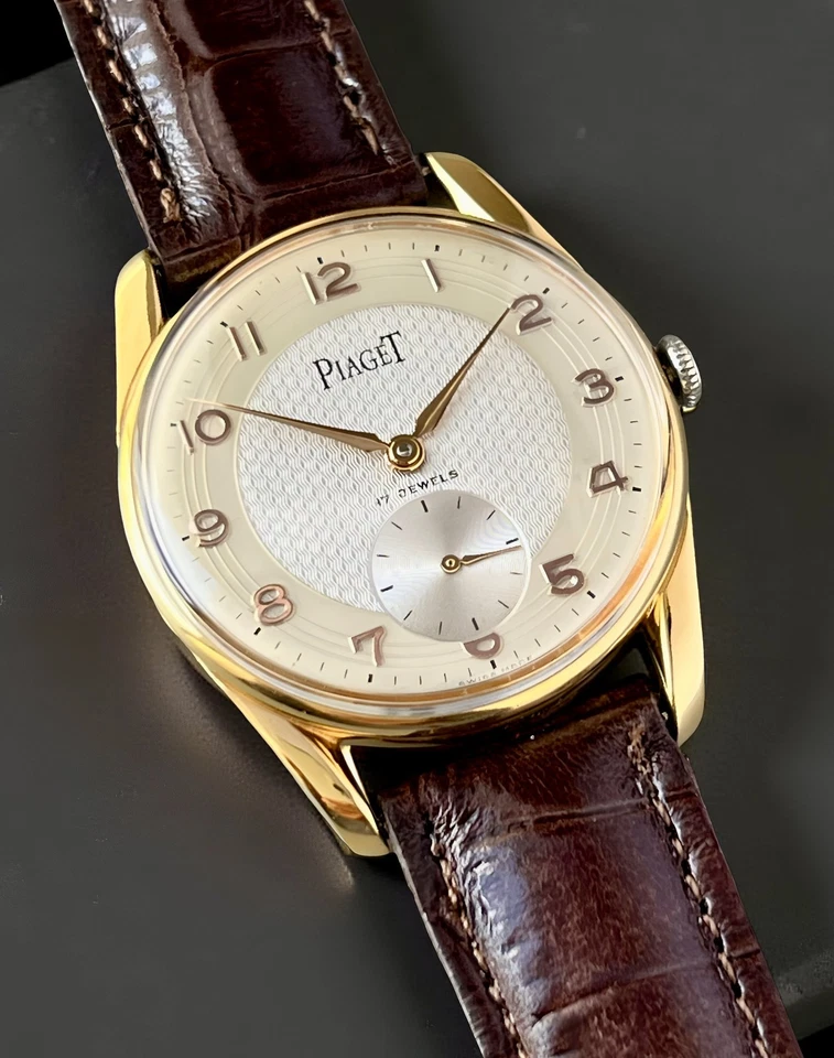 VTG PIAGET TWO TONE DIAL 35mm Ø TEXTURED DIAL GOLD PLATED CASE FROM 1940 - Image 4 of 4
