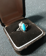 Vintage Sterling Silver Turquoise Ring Size 8.5 Marked Sterling SW Oval Cabochon