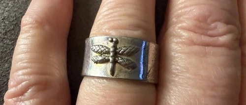 Vintage Tiffany & Co. Dragonfly 925 Sterling Silver Ring Cuff Band