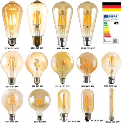 Vintage Edison LED Bulb Leuchtmittel dimmbare B22/E27 Filamentleuchte für deko