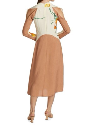 Victoria Beckham Gold Fish Print Silk Midi Dress Size S | eBay