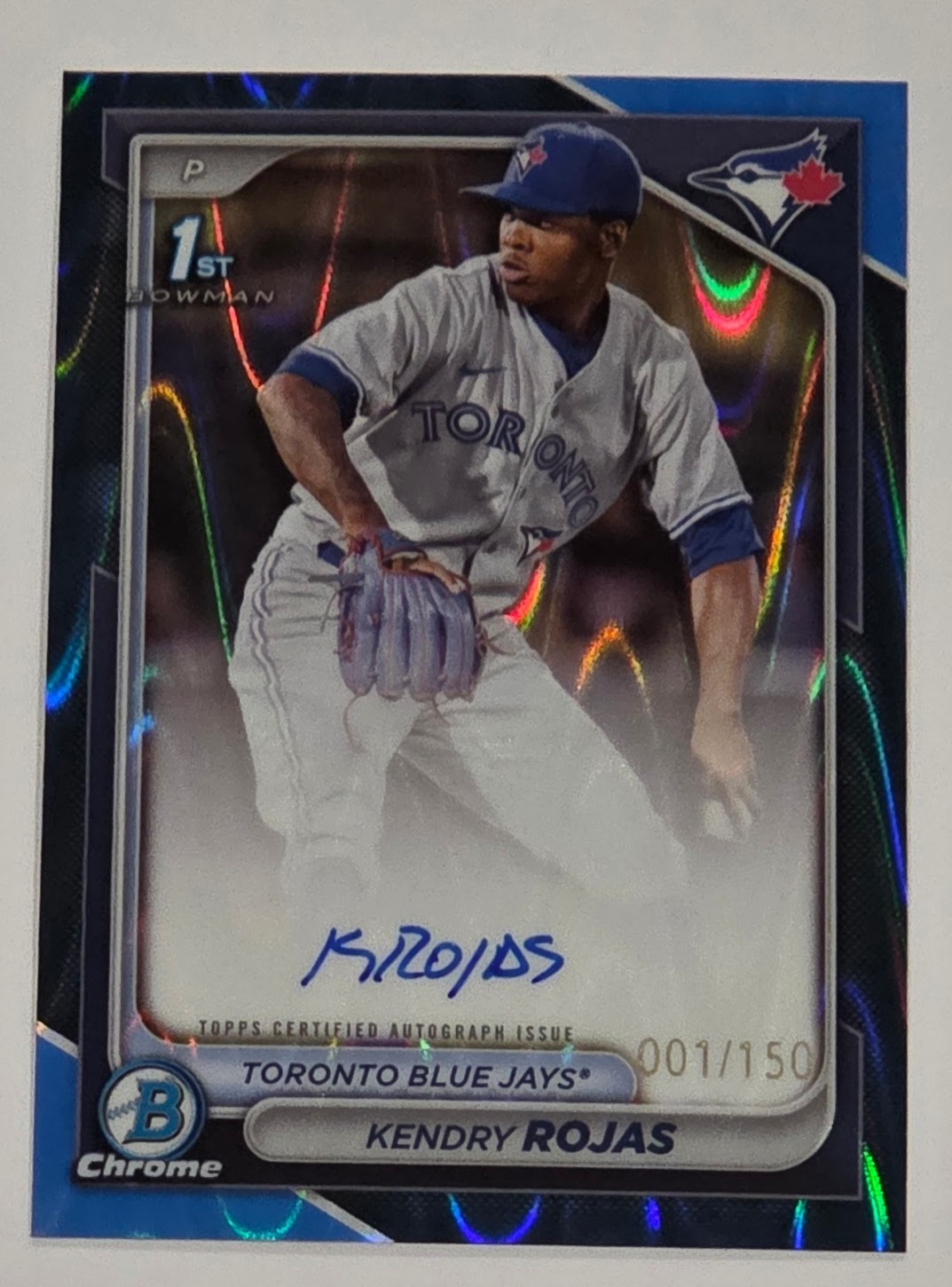 Kendry Rojas 2024 Bowman Chrome Blue Raywave AUTO #001/150 1st #CPA-KR Twins