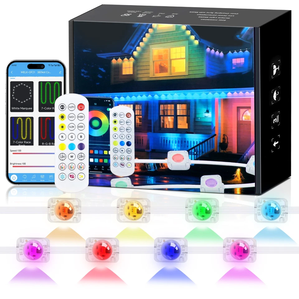 Умное приложение RGBIC с постоянными карнизами дистанционное светодиодное сделай сам режимы сцены лампы уличные - Изображение 3 из 4