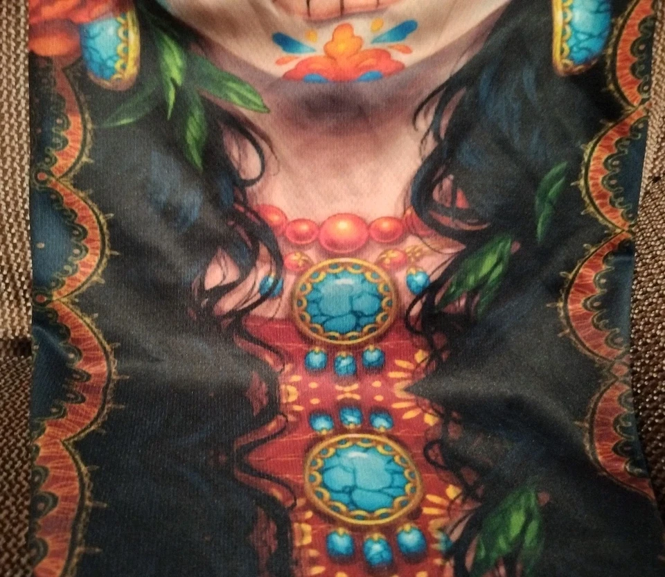 Day Of The Dead Face Neck Mask Gaitor - Colorful, Ear Loops - Image 4 of 4
