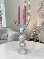 Clayre & Eef KerzenstäNder Kerzenhalter Hirsch Sockel Geweih Weihnachten 38Cm