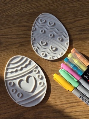 Osterei Malvorlagen - 2er Set - gemusterte Basteleier - 11,5 cm