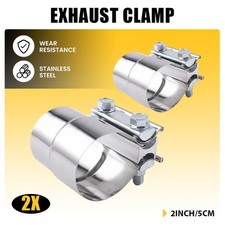 2PC 2" Lap Joint Band Exhaust Clamp 2Inch Sleeve Muffler Coupler Stainless Steel