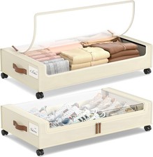Under Bed Storage W/ Wheels 2 Pack Under Bed Storage Containers 60L Underbed