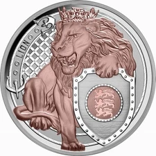 Niue 2025 LION Heraldic Beasts $1 Oz Pure Silver Proof Rose Gold MINTAGE 750