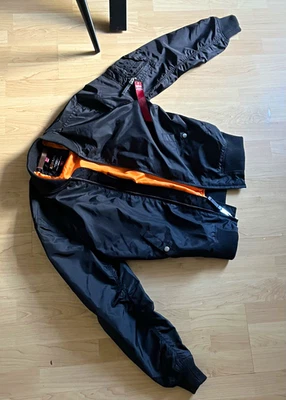 Alpha Industries Bomberjacke Herren M Schwarz/Orange Nylon Stehkragen - Bild 1 von 4