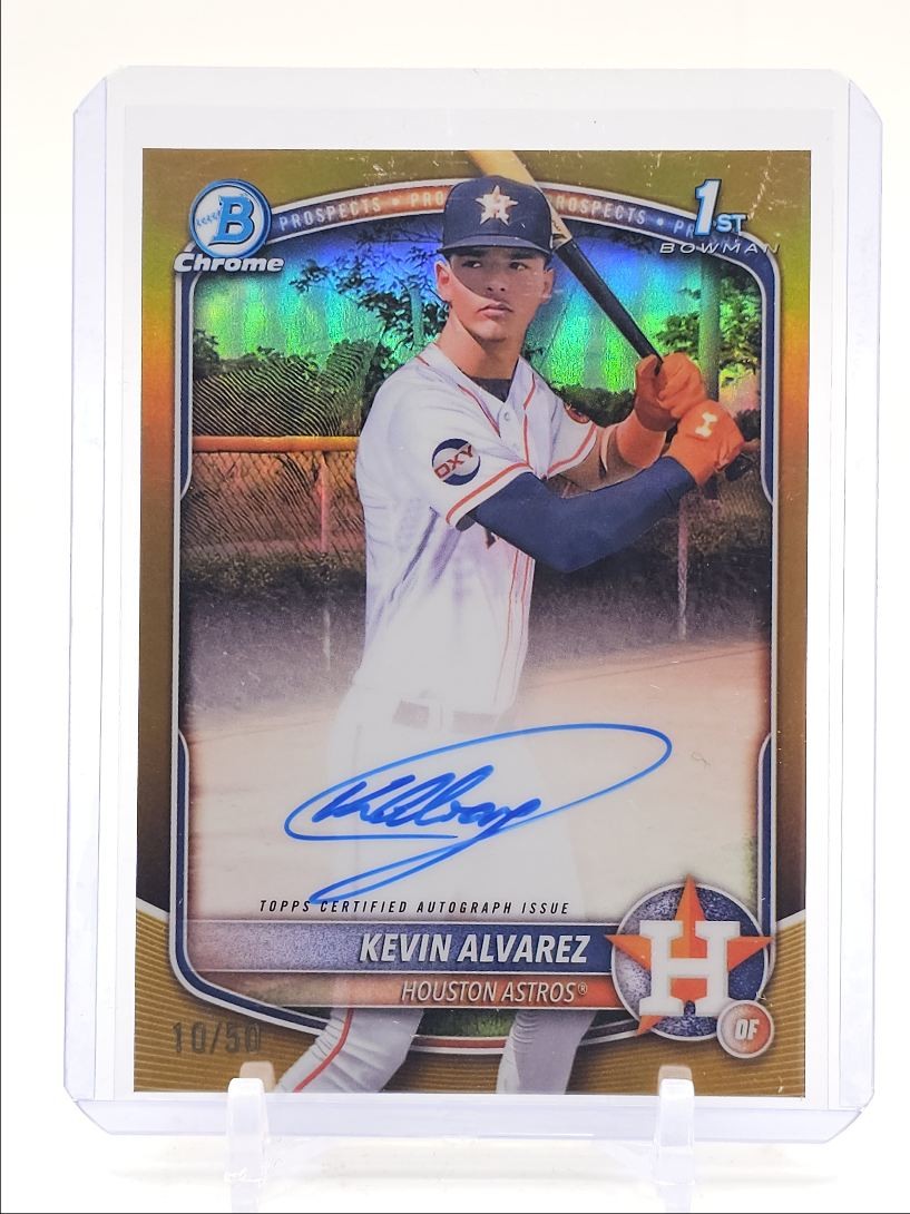KEVIN ALVAREZ 2025 BOWMAN CHROME 1ST TRUE GOLD ASTROS AUTO /50 Q0878