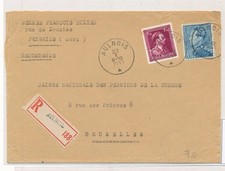 D384440 Belgium King Leopold III Cover Poortman Registered Aulnois 22-01-1951