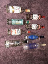 8 Empty Glass Clear Bottles Rum Vodka Gin Sambuca Vase Wedding Craft Decor