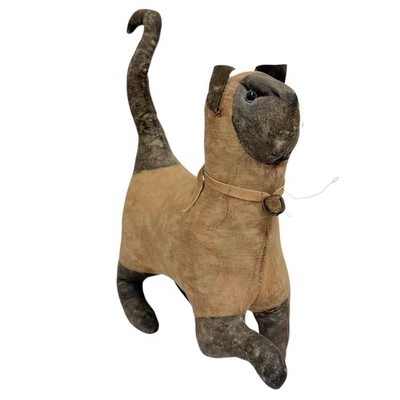 Vintage 2002 Primitive Siamese Cat Doll Handmade Melanee Herrera Folk Art Signed