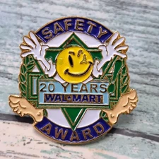 Walmart Associate Employee Pin -Smiley Safety Award 20 Years Fingers Toes