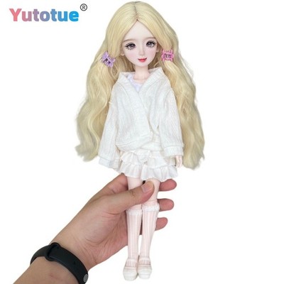 Yutotue 30cm Girl Doll Blonde Curly Wig Fashion Clothes Socks Full Set BJD Toy