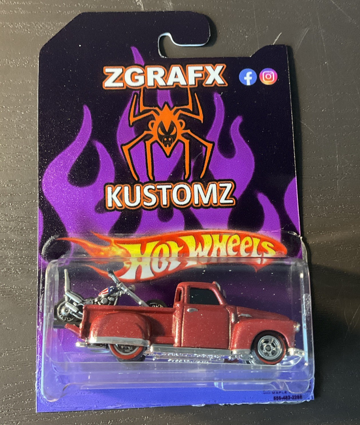  Hot Wheels.Custom.La Troca.w/ Captn. America Bike.Real Rider's. Zgrafx Kustomz