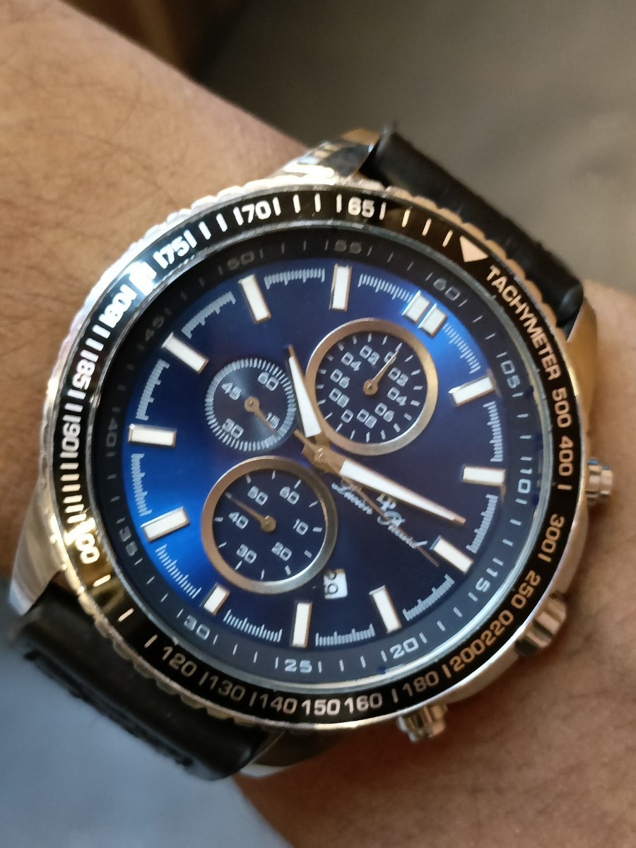 LUCIEN PICCARD CHRONOGRAPH QUARTZ BLUE DIAL 12552 JAPAN MEN'S